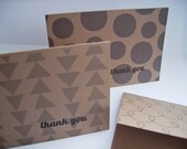 Geometric Kraft Thank You Cards - Modern Kraft Aztec Tribal Southwestern, Rustic Thank You Notes, Chevron Arrows Triangles Dots Card Set