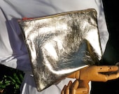 Gold Leather and African cotton batik iPad case