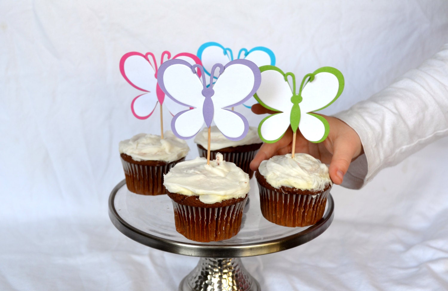Bright Butterfly Cupcake Toppers, 12 large size