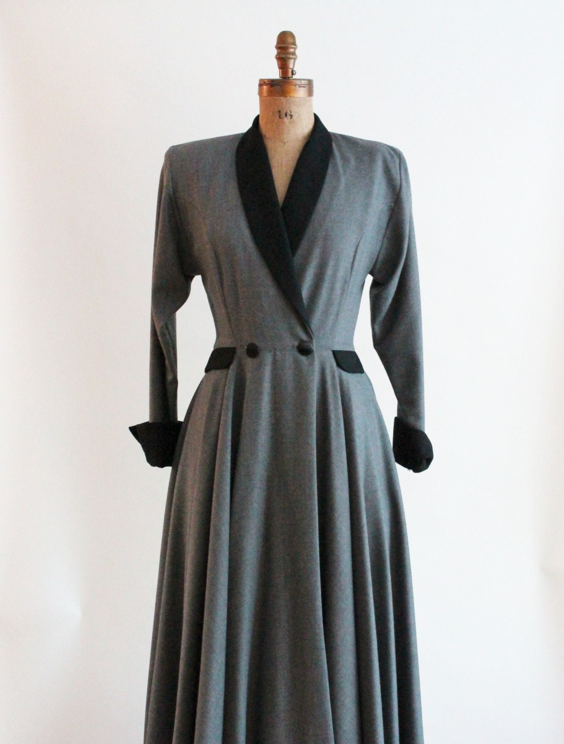 equestrian coat dress - virgin wool coat dress - QuinceVintage