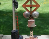 Antique RR Model Signal Light Railroad Yard Traffic Lamp Tower Pole w Ladder and Platform LIONEL Mrkd