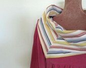 Mulit Striped Cowl Neck Pink Tshirt Dress / Upcycled Clothing / Women Dresses Day / Eco Fashion / cowl neck made from mens dress shirt