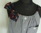Upcycled Clothing / Checkered Boyfriend Tank Top with Two Neckties Shoulder Straps / Women Tops Tank / made from mens shirt and neckties