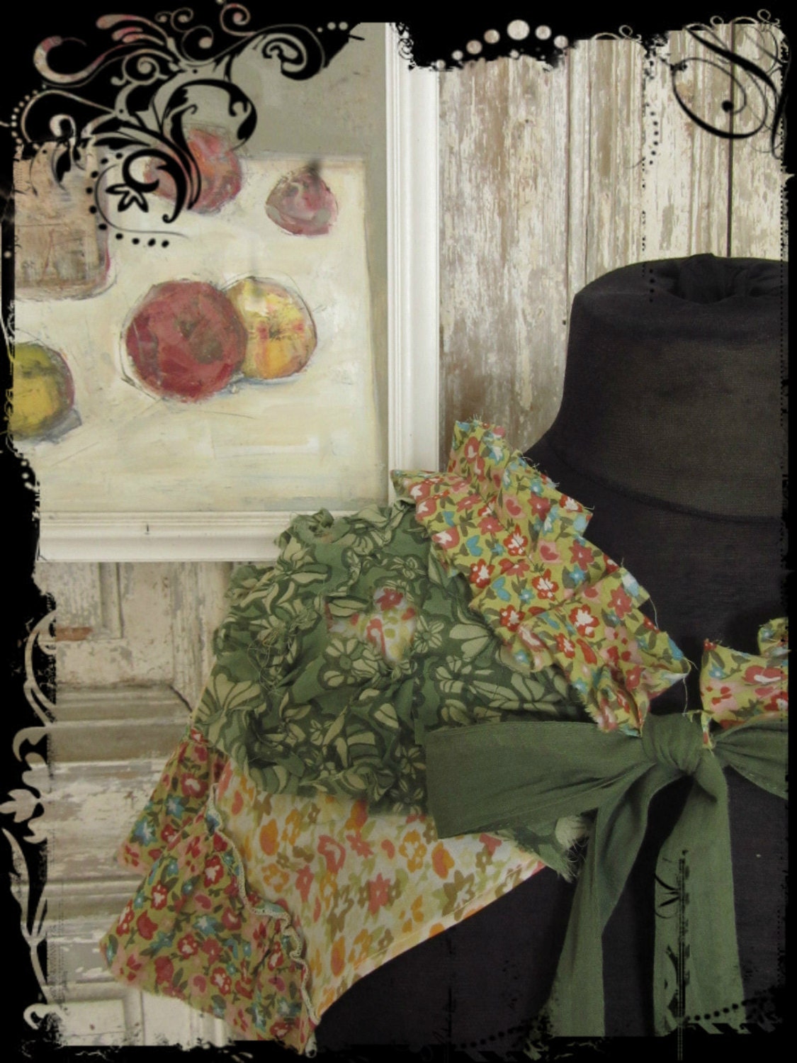 Tattered Fabric Ruffle Scrap Scarf Wrap / Women Accessories Scarves / Upcycled Clothing / Mori Girl / by Garage Couture