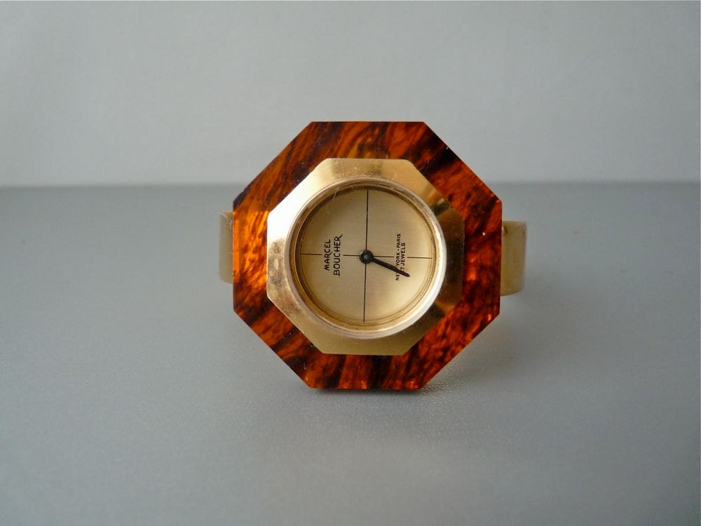 Vintage lucite Marcel Boucher bracelet watch