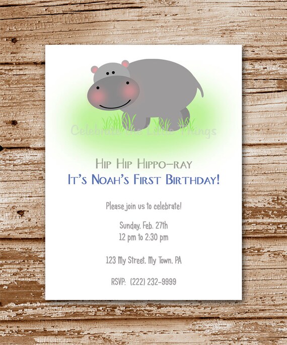 SET of 12 Hippo Invitations : Hippopotamus Il_570xn