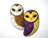Barn Owl brooch, needle felted wool accessory