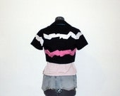 Sale... vintage 1950s style bolero -- chevron bolero capelet shrug  ikat  southwestern pop art graphic  1980s