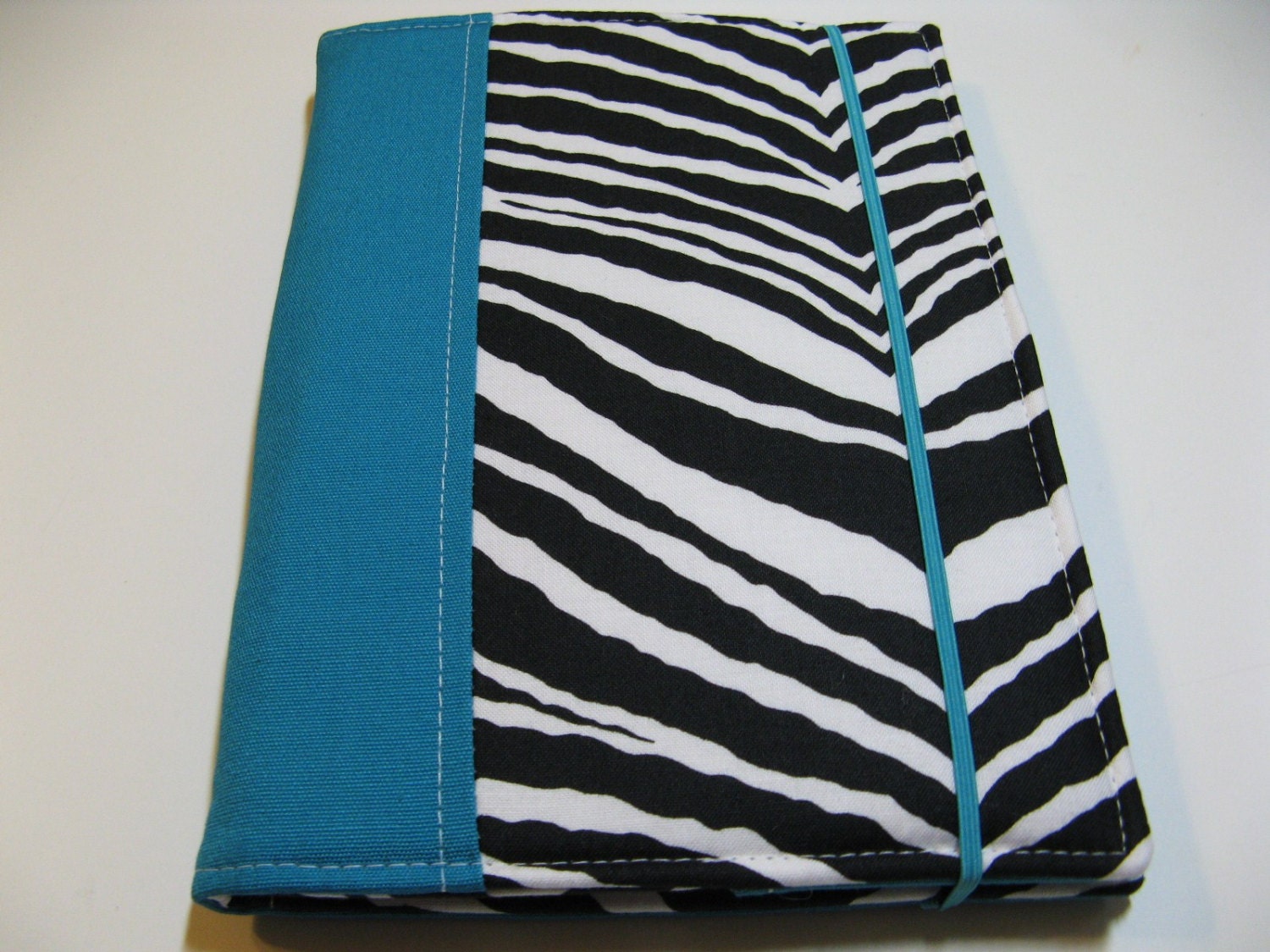 Designer Daily Organizer - Ready to Ship - Turquoise Zebra - 5x8 Notepad - Portfolio Organizer - List Taker, Fits many EReaders