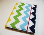 Designer Daily Organizer - Ready to Ship - Rainbow Chevron - 5x8 Notepad - Portfolio Organizer - List Taker, Fits many EReaders