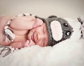 Light Pink Sock Monkey Hat