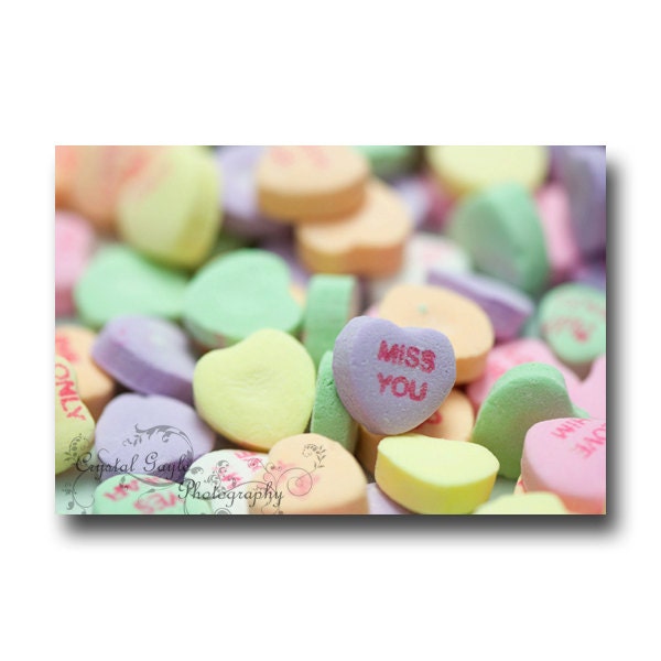 Conversation Heart Valentines Candy Fine Art Macro Food Photography Pastel purple yellow green orange pink white