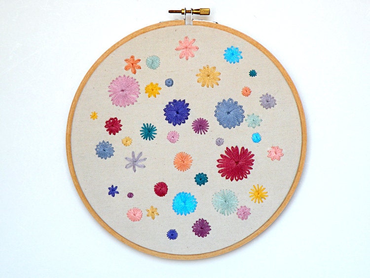 Scattered flowers  - embroidered wall art 8" hoop