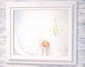 BABY GIRL NURSERY Decor  Mirror Baby Boy Nursery - AnY CoLOR- Shabby Chic Nursery 31'x27" Blue Pink White Ivory Lilac Framed Miror