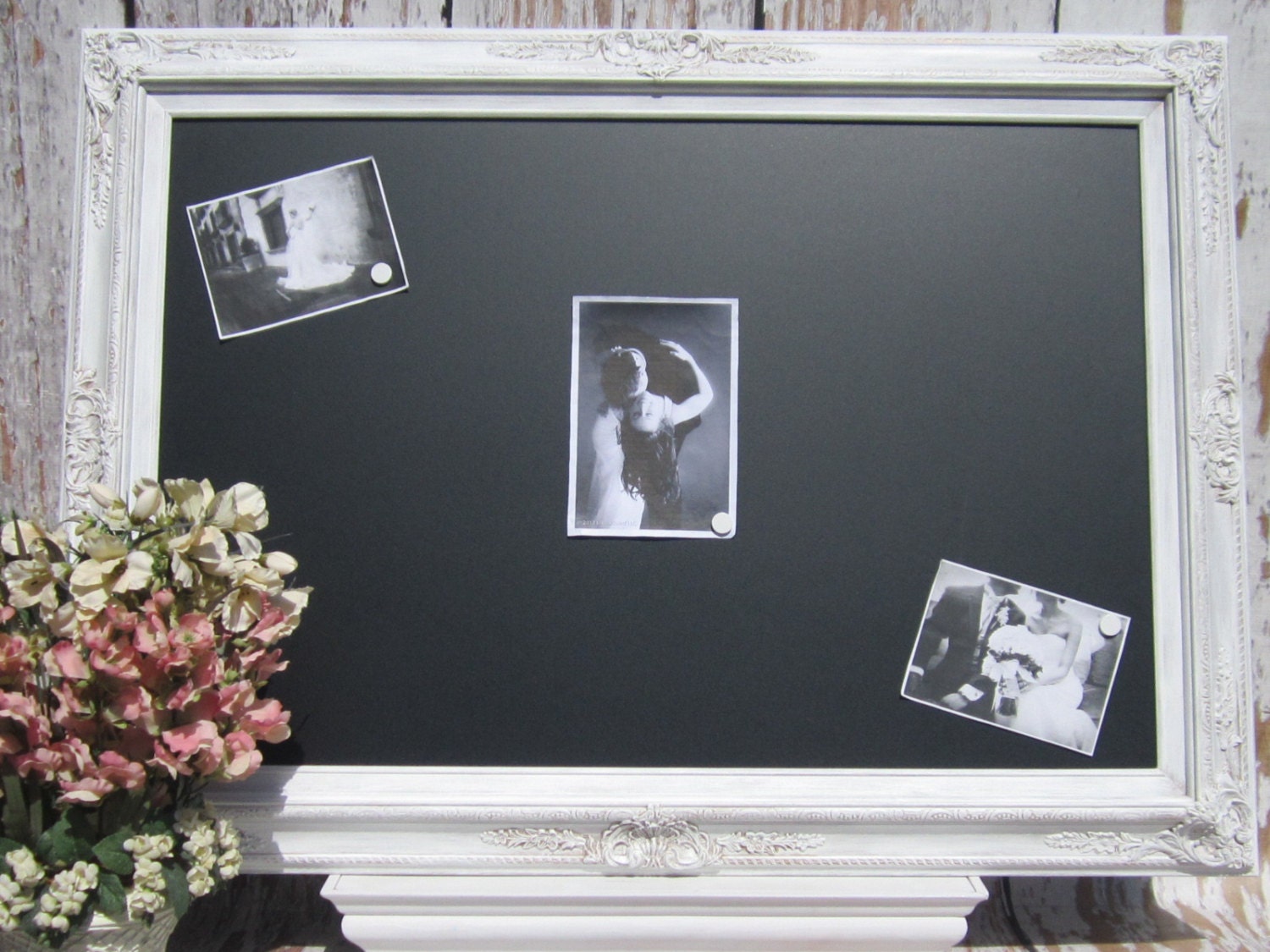 LARGE FRAMED CHALKBOARD Weddings Huge Chalkboard Sign 44"x32" - ExTRA Large Wedding Menu Board Baroque White Framed French Country Kitchen