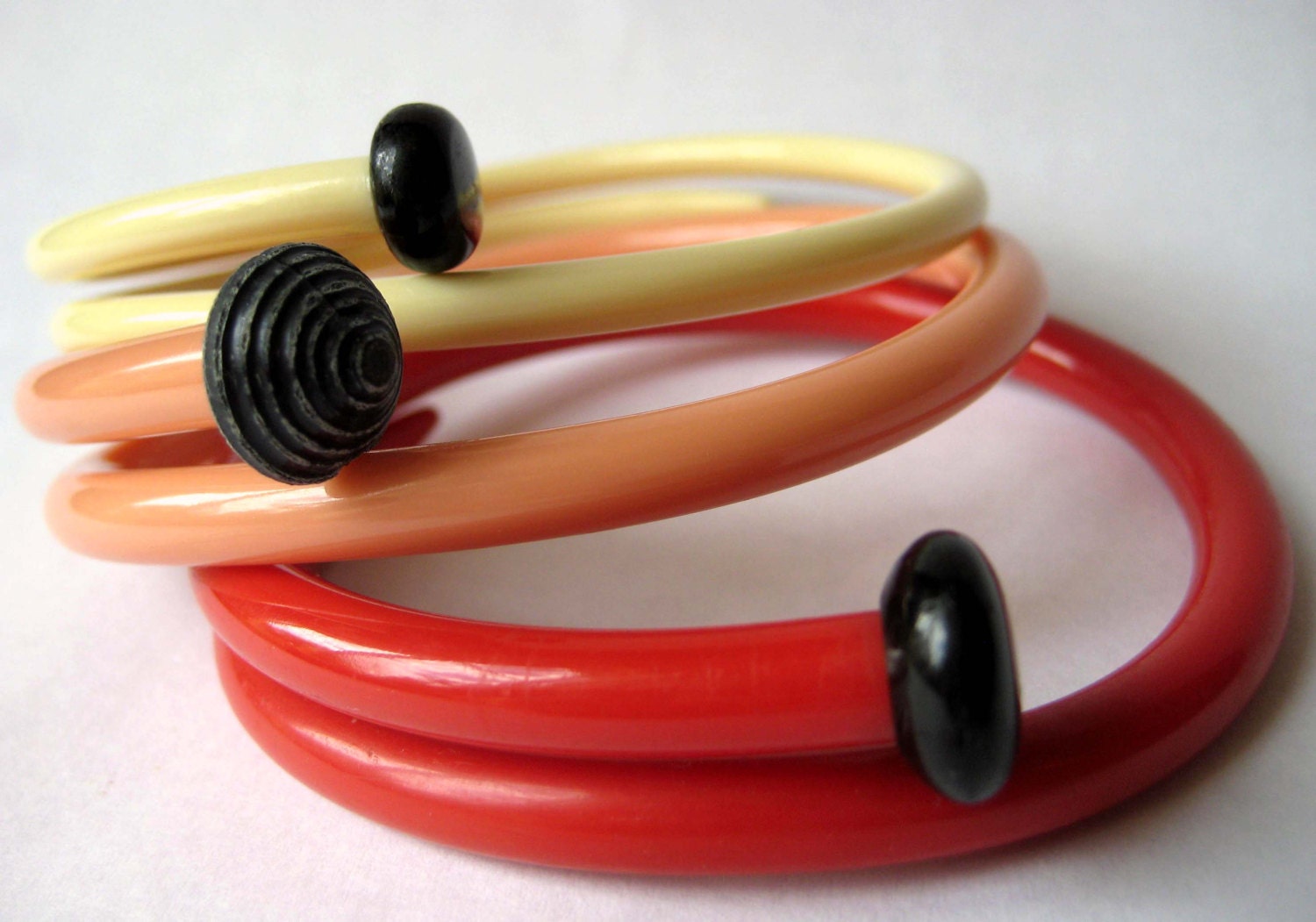 Recycled Knitting Needle Bracelets Strawberries and Cream Medium