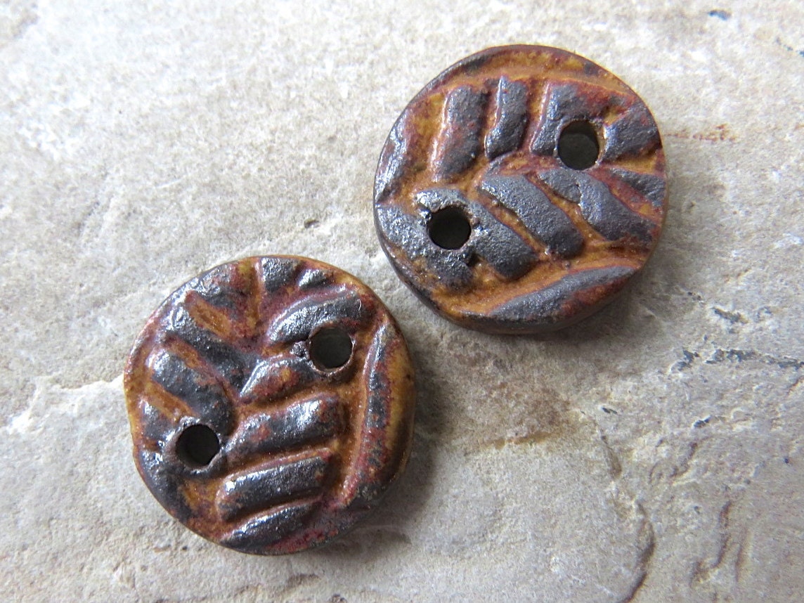 Ancient Earth Relics - Iron Woods Disc Connectors - Stoneware Clay Beads