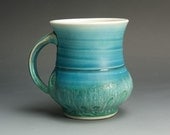 Handmade porcelain coffee mug or tea cup turquoise and blue - 989