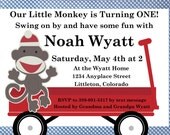 FREE FREIGHT Vintage Toy Sock Monkey Birthday Invitations-15 Il_170x135