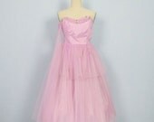 20% OFF SALE Vintage 1950's Lilac Tulle Cocktail Party Prom Dress / Bombshell Pin-up Gown