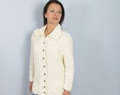20% OFF SALE Vintage Long VANILLA Creme Cardigan Hip Sweater