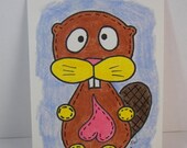 Sale 10% Off Eco Original Drawing Artist Trading Card Eager Mick Beaver