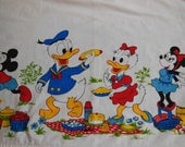 Disney Donald Duck Mickey Mouse Goofy Twin Flat Sheet Cutter Vintage