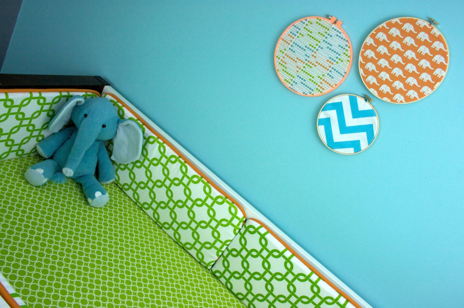 Upgraded Bumpers/ Sheet/ Skirt (Modern Baby Bedding Crib Set)