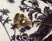 Vintage Flower Pin with Blue Stone