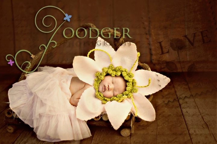 Spring / Summer Crochet  Bonnet ...Lily  Newborn Baby Hat... original design by Imagination Couture ... wonderful photography prop