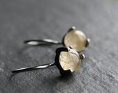 golden rutilated quartz and sterling silver earrings