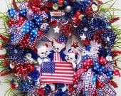 PATRIOTIC ANNALEE WREATH   Memorial Day July 4th  Flag Day  Military Wreath