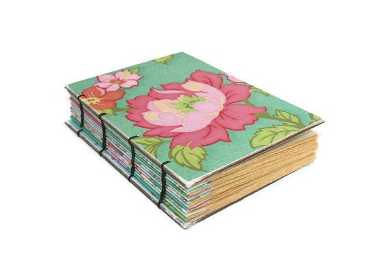 Sassy Pink and Yellow Florals Coptic Bound Journal