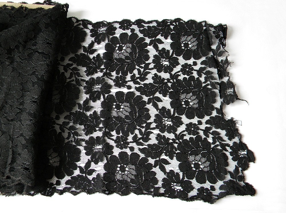 antique french lace wide black handmade lace