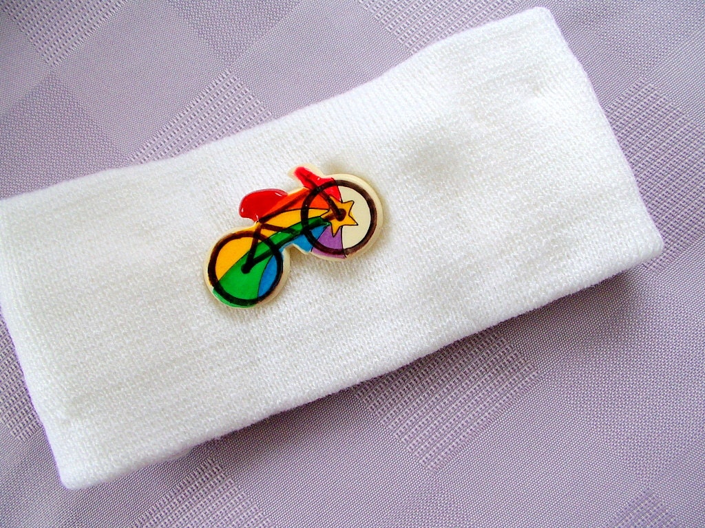 new knitted headband ear warmer with vintage embellishment CYCLING BIKE RIDING