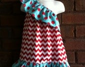 custom boutique childrens clothing girl on shoulder halter dress pillowcase dress applique monogrammed birthday outfit