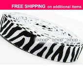 5 Yards 3/8" 9mm Zebra Black Stripe Animal Grosgrain Ribbon 7100/99 ..... FREE SHIPPING on additional items