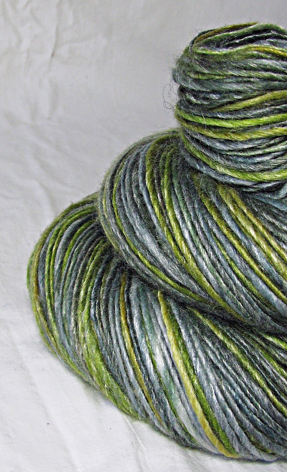 Handspun Yarn Gently Thick and Thin Single Superwash Merino Bamboo Nylon 'Slither'