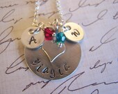 Personalized  Grandmother Necklace - "Nana" - hand stamped sterling silver - initial discs