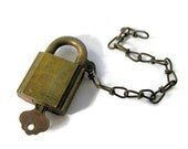 Vintage Brass Padlock Lock Chain Key US Ilco US Set Industrial Supply