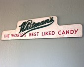 Vintage Sign Whitman's World's Best Liked Candy Distressed Wood Red Green White Signage Typography Graphics
