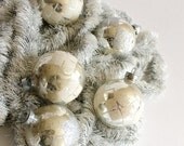 CLOSING SALE Reduced 50% Vintage Silver Christmas Tinsel Garland and Glitter Ornaments. Shabby Chic Holiday Decor