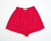 Tomato red silk high waist shorts 1990s