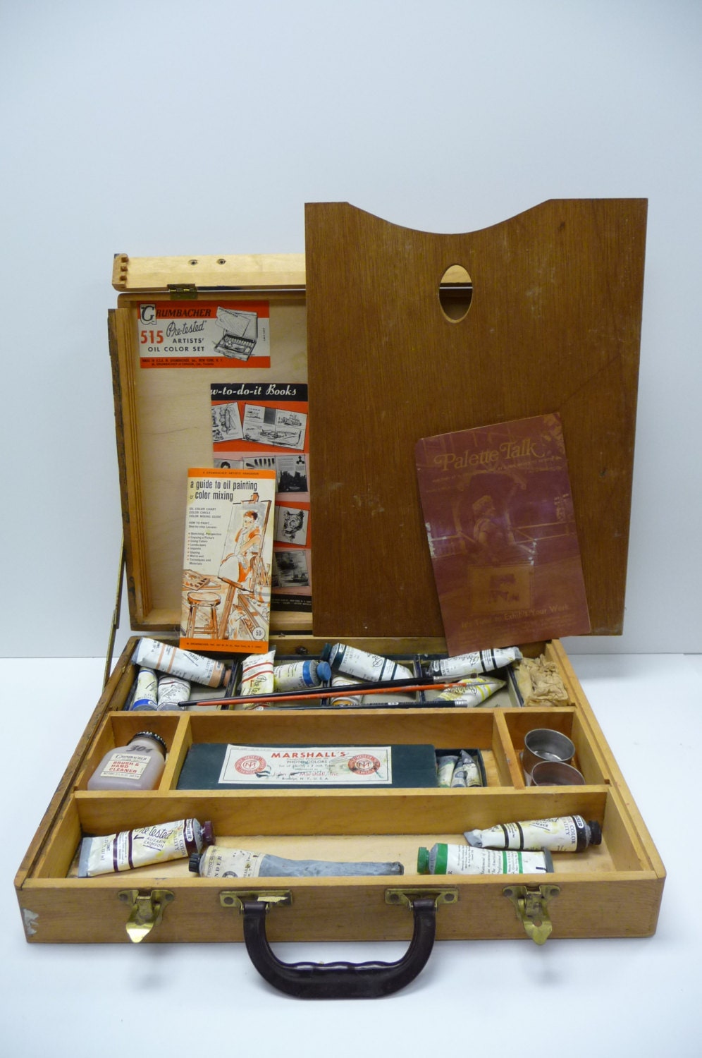 Vintage Artist Case Paint carrying box with wood by SalvageRelics