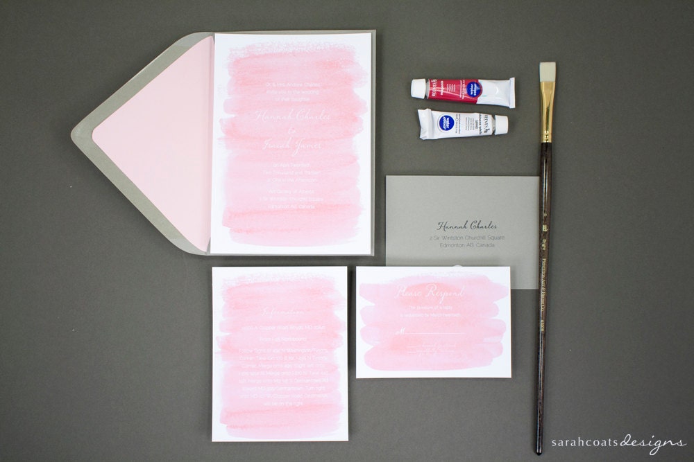 Watercolor Wedding Invitation Suite (Sample) - Pretty in Pink
