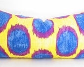 Ikat Pillow Cover, Long pillow, long bolster pillow, Blue Ikat, Purple Ikat, Green Ikat Pillows Cushions 14x28 Inch