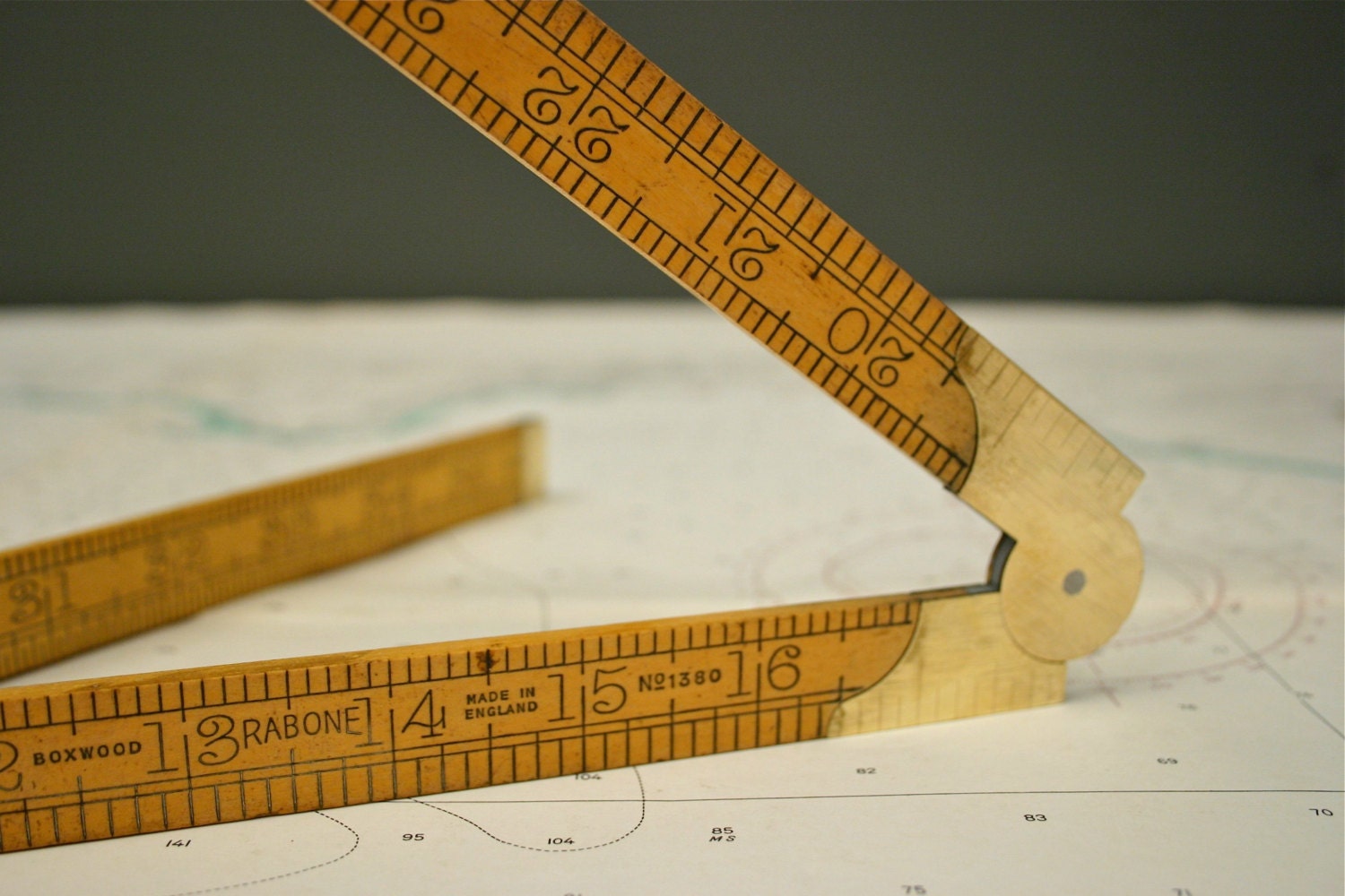 Vintage Wooden Folding Ruler from England - Rabone 36"