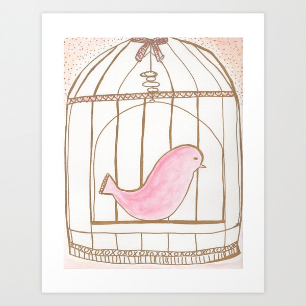 3 Little Birds Watercolor and Pigment Series - Bird 1