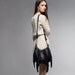 Fringe Leather Bag - OPELLE Nautilus Bag - Soft Pebbled Leather w Fringe in Black