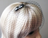 Mini Birdcage Veil Blusher 7 inch on Rhinestone Comb ... Wedding Bridal Bridesmaids Mother of Bride Mother in Law Prom Cocktail Party